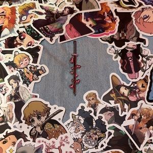 Demon slayer pin + 50 pcs stickers